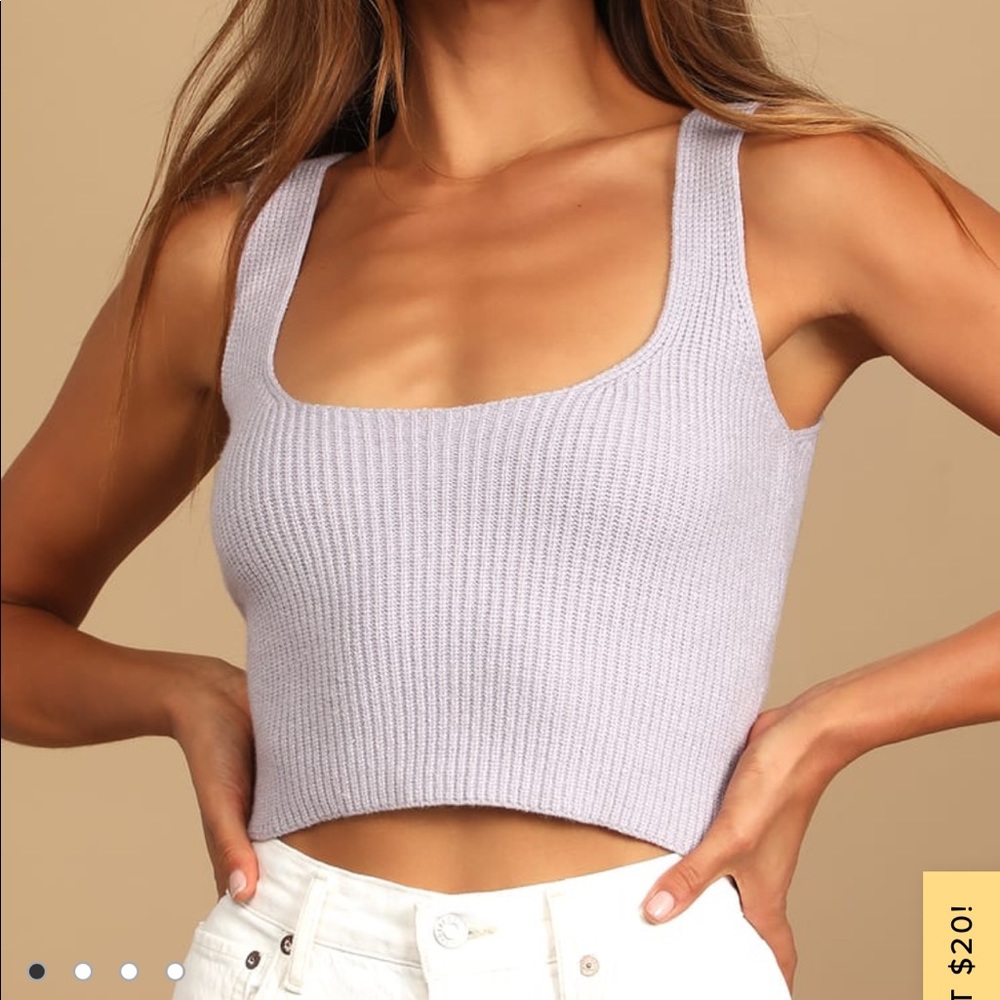 Lulus Trend for Life Lavender Knit Cropped Sweater Tank Top